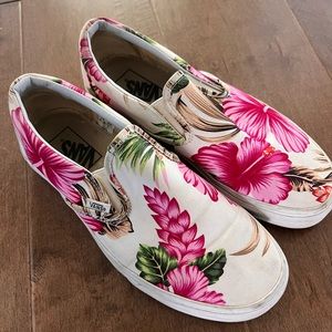 Floral pattern slip on Vans. Womens 8.5
